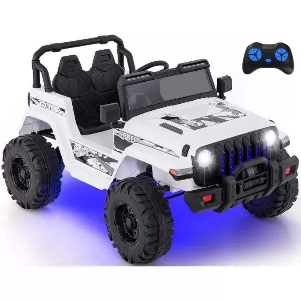 INFANS Kids Ride on Car Truck with 2.4G Remote Control, 12V Battery Powered Electric Cars for Kids w/3 Speeds, Battery Display, LED Lights, Safety Belt, Music &amp; Horn, Bluetooth/FM/USB 
