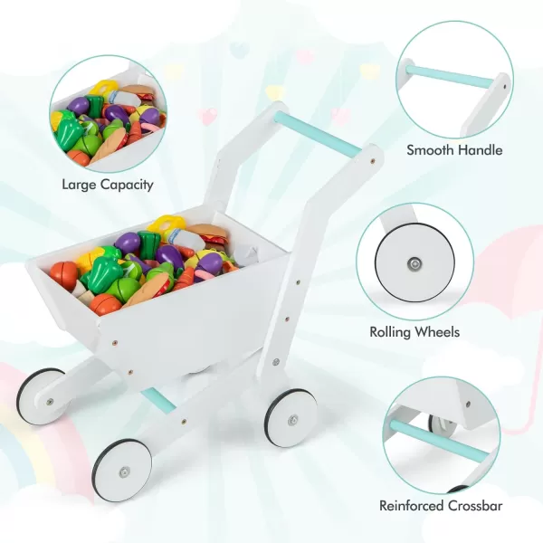 INFANS Kids Grocery Store Playset, Wooden Supermarket Toy Set with Cash Register, Vending Machine, Play Food Accessories, Blackboard, Pretend Play Store Gift for Toddler Boys Girls 