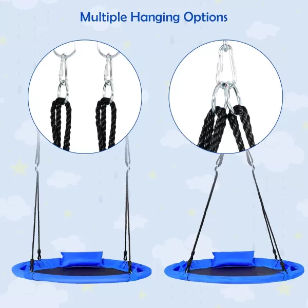 INFANS 660lbs 40 Inch Saucer Tree Swing with Pillow Handle Adjustable Hanging Rope, Round Flying Swing Seat for Kids, Outdoor Round Platform Swing for Backyard Playground 