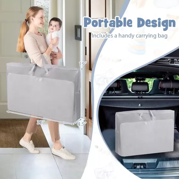 imageINFANS 3 in 1 Baby Bassinet Bedside Sleeper for Newborn Folding Crib with Mattress Travel Bag Wheels 4Sided Mesh Easy to Assemble Cradle Co Sleeper Stationary Rock Light GreyLight Grey