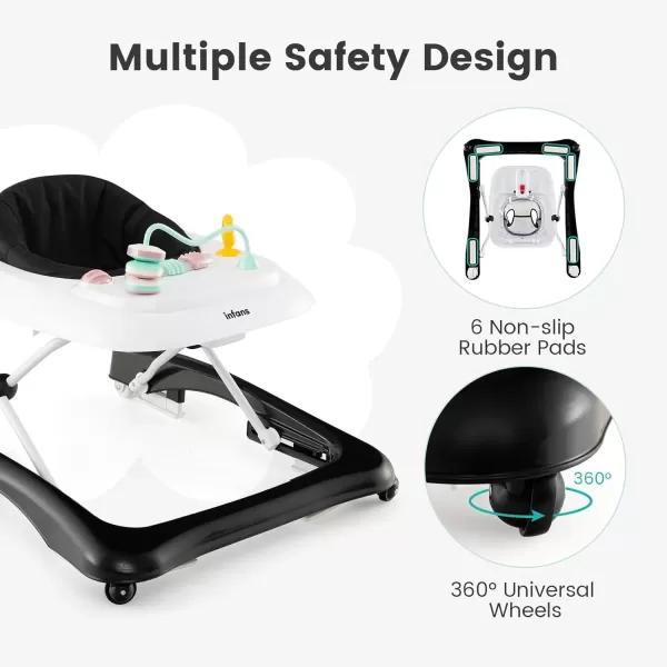 imageINFANS 3 in 1 Baby Walker Foldable Leaning Seated Walk Behind with Adjustable Height Push Handle Washable Seat Cushion for Boys Girls Toddler PinkBlack