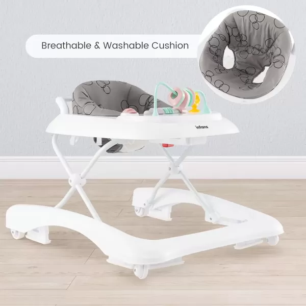 imageINFANS 3 in 1 Baby Walker Foldable Leaning Seated Walk Behind with Adjustable Height Push Handle Washable Seat Cushion for Boys Girls Toddler PinkGray