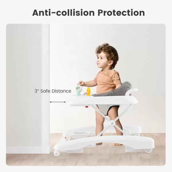 imageINFANS 3 in 1 Baby Walker Foldable Leaning Seated Walk Behind with Adjustable Height Push Handle Washable Seat Cushion for Boys Girls Toddler PinkGray