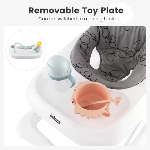 imageINFANS 3 in 1 Baby Walker Foldable Leaning Seated Walk Behind with Adjustable Height Push Handle Washable Seat Cushion for Boys Girls Toddler PinkGray