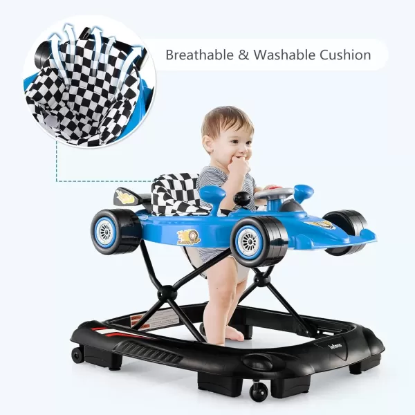 imageINFANS Foldable Baby Walker 3 in 1 Toddler Activity Center LeaningSeated WalkBehind with Steering Wheel Adjustable Height Lights Music Washable Seat Cushion PinkBlue