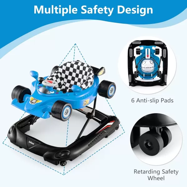 imageINFANS Foldable Baby Walker 3 in 1 Toddler Activity Center LeaningSeated WalkBehind with Steering Wheel Adjustable Height Lights Music Washable Seat Cushion PinkBlue
