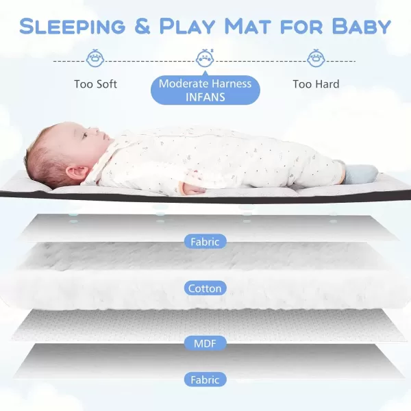imageINFANS Pack and Play 5 in 1 Baby Bedside Sleeper with Bassinet Diaper Changer Mattress Carry Bag Music Box Hanging Toys Foldable Bedside Crib Portable Playard for Newborn Toddlers BearBear