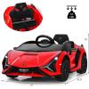 imageINFANS 12V Licensed Lamborghini Sian Kids Ride On Car with Parent Remote Control Spring Suspension MP3 Player Electric Toy Roadster Carbon Fiber Textured for Toddler RedRed