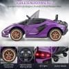 imageINFANS 12V Licensed Lamborghini Sian Kids Ride On Car with Parent Remote Control Spring Suspension MP3 Player Electric Toy Roadster Carbon Fiber Textured for Toddler RedPurple