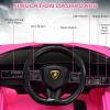 imageINFANS 12V Licensed Lamborghini Sian Kids Ride On Car with Parent Remote Control Spring Suspension MP3 Player Electric Toy Roadster Carbon Fiber Textured for Toddler RedPink