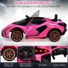 imageINFANS 12V Licensed Lamborghini Sian Kids Ride On Car with Parent Remote Control Spring Suspension MP3 Player Electric Toy Roadster Carbon Fiber Textured for Toddler RedPink