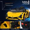 imageINFANS 12V Licensed Lamborghini Sian Kids Ride On Car with Parent Remote Control Spring Suspension MP3 Player Electric Toy Roadster Carbon Fiber Textured for Toddler RedYellow