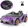 imageINFANS 12V Licensed Lamborghini Sian Kids Ride On Car with Parent Remote Control Spring Suspension MP3 Player Electric Toy Roadster Carbon Fiber Textured for Toddler RedPurple