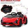 imageINFANS 12V Licensed Lamborghini Sian Kids Ride On Car with Parent Remote Control Spring Suspension MP3 Player Electric Toy Roadster Carbon Fiber Textured for Toddler RedRed