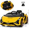 imageINFANS 12V Licensed Lamborghini Sian Kids Ride On Car with Parent Remote Control Spring Suspension MP3 Player Electric Toy Roadster Carbon Fiber Textured for Toddler RedYellow