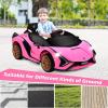 imageINFANS 12V Licensed Lamborghini Sian Kids Ride On Car with Parent Remote Control Spring Suspension MP3 Player Electric Toy Roadster Carbon Fiber Textured for Toddler RedPink