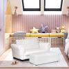 imageINFANS 2 Seat Children Sofa Upholstered Couch with Footstool Sturdy Wood Construction Armrest Couch for Preschool Children Boys Girls Kid Couch Lounge Bed with Ottoman PinkWhite