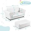 imageINFANS 2 Seat Children Sofa Upholstered Couch with Footstool Sturdy Wood Construction Armrest Couch for Preschool Children Boys Girls Kid Couch Lounge Bed with Ottoman PinkWhite