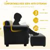 imageINFANS 2 Seat Children Sofa Upholstered Couch with Footstool Sturdy Wood Construction Armrest Couch for Preschool Children Boys Girls Kid Couch Lounge Bed with Ottoman PinkBlack