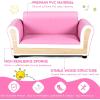 imageINFANS 2 Seat Children Sofa Upholstered Couch with Footstool Sturdy Wood Construction Armrest Couch for Preschool Children Boys Girls Kid Couch Lounge Bed with Ottoman PinkPink