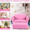 imageINFANS 2 Seat Children Sofa Upholstered Couch with Footstool Sturdy Wood Construction Armrest Couch for Preschool Children Boys Girls Kid Couch Lounge Bed with Ottoman PinkPink