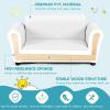 imageINFANS 2 Seat Children Sofa Upholstered Couch with Footstool Sturdy Wood Construction Armrest Couch for Preschool Children Boys Girls Kid Couch Lounge Bed with Ottoman PinkWhite