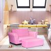 imageINFANS 2 Seat Children Sofa Upholstered Couch with Footstool Sturdy Wood Construction Armrest Couch for Preschool Children Boys Girls Kid Couch Lounge Bed with Ottoman PinkPink
