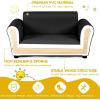 imageINFANS 2 Seat Children Sofa Upholstered Couch with Footstool Sturdy Wood Construction Armrest Couch for Preschool Children Boys Girls Kid Couch Lounge Bed with Ottoman PinkBlack