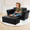 imageINFANS 2 Seat Children Sofa Upholstered Couch with Footstool Sturdy Wood Construction Armrest Couch for Preschool Children Boys Girls Kid Couch Lounge Bed with Ottoman PinkBlack