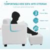 imageINFANS 2 Seat Children Sofa Upholstered Couch with Footstool Sturdy Wood Construction Armrest Couch for Preschool Children Boys Girls Kid Couch Lounge Bed with Ottoman PinkWhite