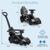 imageINFANS 3 in 1 Push Car for Toddlers Licensed Maserati Baby Stroller Sliding Walking Car with Push Handle Horn Music Underneath Storage FoottoFloor Ride on Toys for Boys Girls WhiteBlack