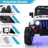 imageINFANS Kids Ride on Car Truck with 24G Remote Control 12V Battery Powered Electric Cars for Kids w3 Speeds Battery Display LED Lights Safety Belt Music ampamp Horn BluetoothFMUSB RedWhite