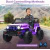 imageINFANS Kids Ride on Car Truck with 24G Remote Control 12V Battery Powered Electric Cars for Kids w3 Speeds Battery Display LED Lights Safety Belt Music ampamp Horn BluetoothFMUSB RedPurple