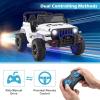 imageINFANS Kids Ride on Car Truck with 24G Remote Control 12V Battery Powered Electric Cars for Kids w3 Speeds Battery Display LED Lights Safety Belt Music ampamp Horn BluetoothFMUSB RedWhite