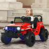 imageINFANS Kids Ride on Car Truck with 24G Remote Control 12V Battery Powered Electric Cars for Kids w3 Speeds Battery Display LED Lights Safety Belt Music ampamp Horn BluetoothFMUSB RedRed