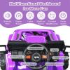 imageINFANS Kids Ride on Car Truck with 24G Remote Control 12V Battery Powered Electric Cars for Kids w3 Speeds Battery Display LED Lights Safety Belt Music ampamp Horn BluetoothFMUSB RedPurple
