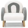 imageINFANS Kids Sofa Toddler Rocking Chair with Solid Wooden Frame AntiTipping Design Plush Fabric Children Armchair for Nursery Kindergarten Playroom Preschool Gift for Boys Girls PinkGrey