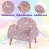 imageINFANS Kids Sofa Toddler Rocking Chair with Solid Wooden Frame AntiTipping Design Plush Fabric Children Armchair for Nursery Kindergarten Playroom Preschool Gift for Boys Girls PinkPinkfluorescent