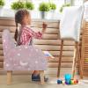 imageINFANS Kids Sofa Toddler Rocking Chair with Solid Wooden Frame AntiTipping Design Plush Fabric Children Armchair for Nursery Kindergarten Playroom Preschool Gift for Boys Girls PinkPinkfluorescent