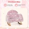 imageINFANS Kids Sofa Toddler Rocking Chair with Solid Wooden Frame AntiTipping Design Plush Fabric Children Armchair for Nursery Kindergarten Playroom Preschool Gift for Boys Girls PinkPinkfluorescent