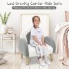 imageINFANS Kids Sofa Toddler Rocking Chair with Solid Wooden Frame AntiTipping Design Plush Fabric Children Armchair for Nursery Kindergarten Playroom Preschool Gift for Boys Girls PinkGrey