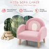 imageINFANS Kids Sofa Toddler Rocking Chair with Solid Wooden Frame AntiTipping Design Plush Fabric Children Armchair for Nursery Kindergarten Playroom Preschool Gift for Boys Girls PinkPink