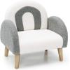 imageINFANS Kids Sofa Toddler Rocking Chair with Solid Wooden Frame AntiTipping Design Plush Fabric Children Armchair for Nursery Kindergarten Playroom Preschool Gift for Boys Girls PinkGrey