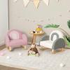 imageINFANS Kids Sofa Toddler Rocking Chair with Solid Wooden Frame AntiTipping Design Plush Fabric Children Armchair for Nursery Kindergarten Playroom Preschool Gift for Boys Girls PinkPink