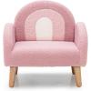 imageINFANS Kids Sofa Toddler Rocking Chair with Solid Wooden Frame AntiTipping Design Plush Fabric Children Armchair for Nursery Kindergarten Playroom Preschool Gift for Boys Girls PinkPink