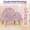 imageINFANS Kids Sofa Toddler Rocking Chair with Solid Wooden Frame AntiTipping Design Plush Fabric Children Armchair for Nursery Kindergarten Playroom Preschool Gift for Boys Girls PinkPinkfluorescent