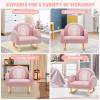 imageINFANS Kids Sofa Toddler Rocking Chair with Solid Wooden Frame AntiTipping Design Plush Fabric Children Armchair for Nursery Kindergarten Playroom Preschool Gift for Boys Girls PinkPink