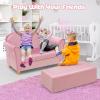 imageINFANS Kids Sofa with Ottoman 2 Seat Toddler Upholstered Couch Children Armrest Chair Lounge for Nursery Kindergarten Kids Room Boys Girls Sturdy Wood Construction Velvet Surface Pink 2 SeatsPink