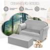 imageINFANS Kids Sofa with Ottoman 2 Seat Toddler Upholstered Couch Children Armrest Chair Lounge for Nursery Kindergarten Kids Room Boys Girls Sturdy Wood Construction Velvet Surface Pink 2 SeatsGrey