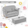 imageINFANS Kids Sofa with Ottoman 2 Seat Toddler Upholstered Couch Children Armrest Chair Lounge for Nursery Kindergarten Kids Room Boys Girls Sturdy Wood Construction Velvet Surface Pink 2 SeatsGrey